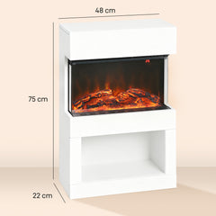 Kozy - Electric Fireplace with 3D Flame Effect, 6 Colours & 3 Brightness Levels, 1000W/2000W White Electric Fire and Mantel Reach up to 30㎡ Space with Remote & Timer, 3 Sided View for Living Room