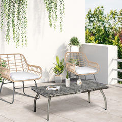 Kozy PE Wicker Rattan Garden Coffee Table - Mixed Grey