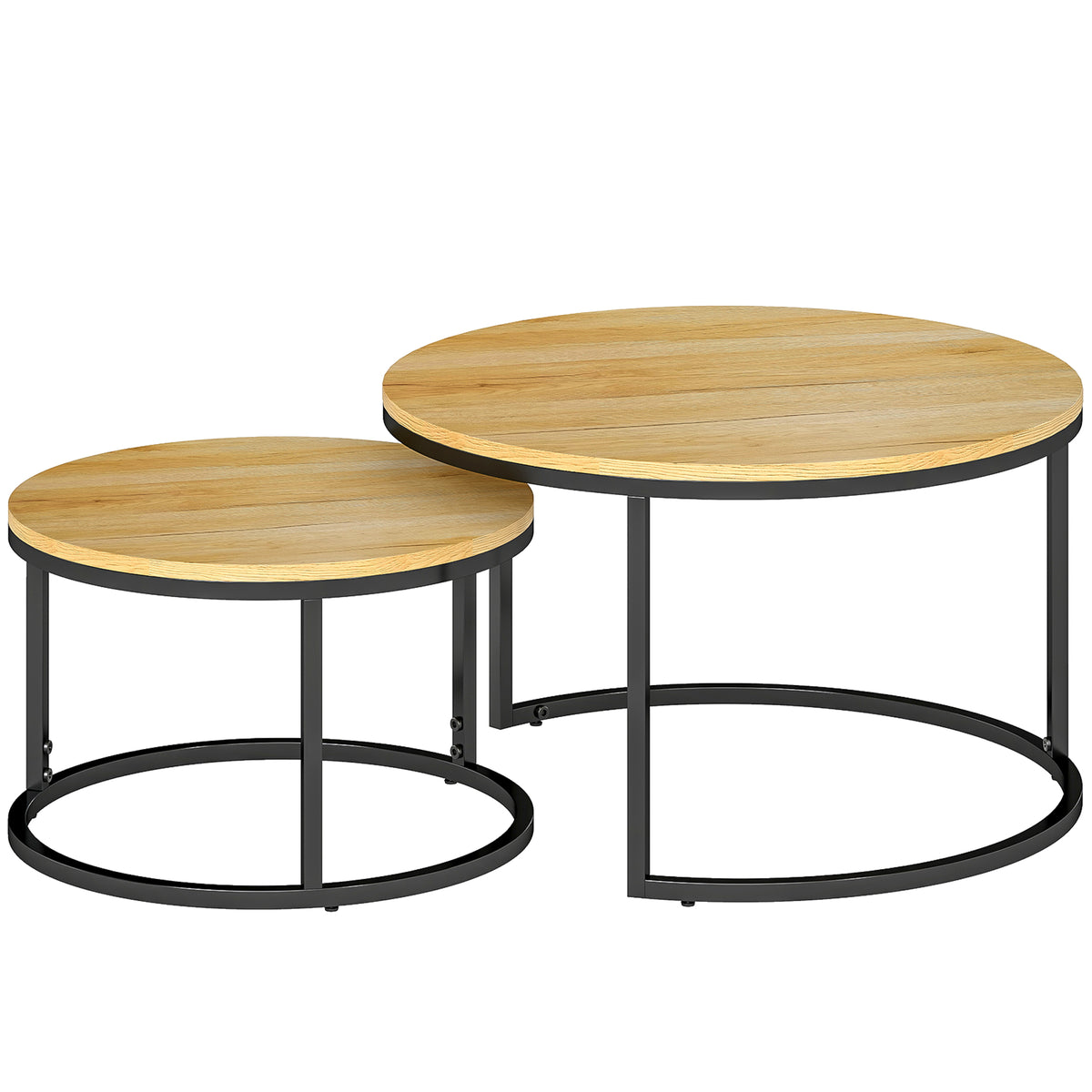 Kozy - Set of Two Wood-Effect Stacking Tables - Natural