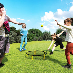 Kozy Spike Ball Set, Mini Beach Games Set with Net, 3 Balls and Ball Pump, Portable with Carrying Bag for Outdoor Team Sports, Yellow