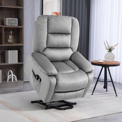 HOMCOM Electric Riser and Recliner Chair with Vibration Massage, Heat, Side Pocket, Grey