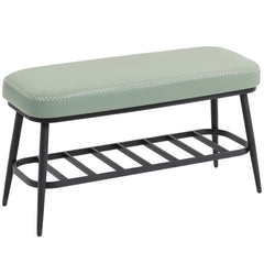 Kozy - PU Leather Shoe Storage Bench - Green