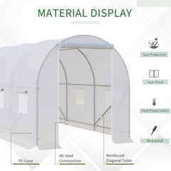 Outsunny Polytunnel Steel Frame Greenhouse Walk