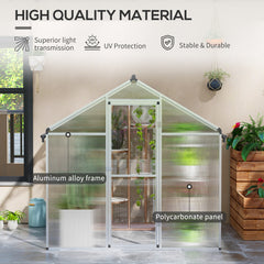 Outsunny 6x6ft Clear Polycarbonate Greenhouse Aluminium Frame Large Walk