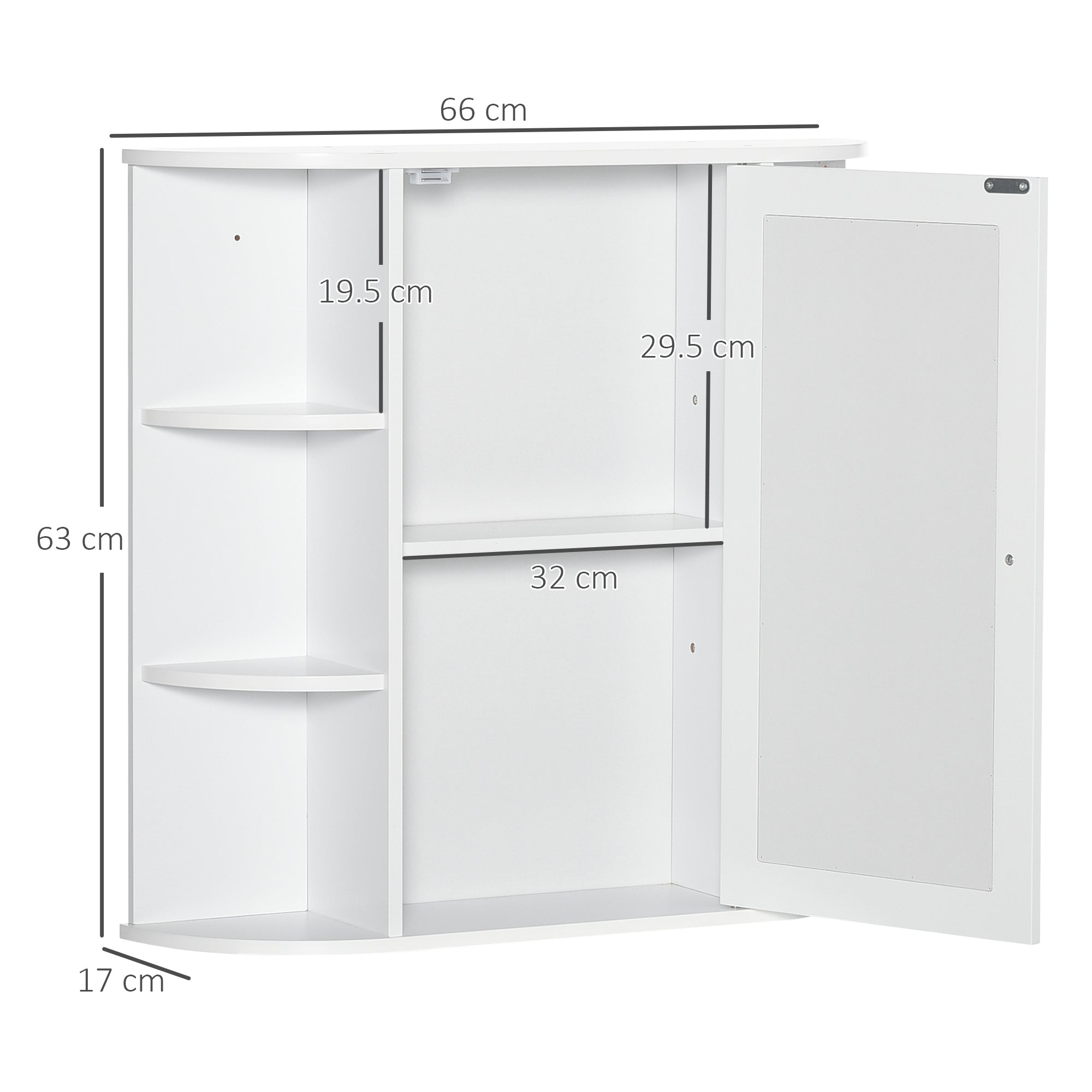 Kozy Wall Mounted Bathroom Cabinet with Mirror Single Door Storage Organizer 2-tier Inner Shelves White