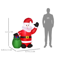 HOMCOM Inflatable Blow up Christmas Santa Claus 120cm LED Lighted Yard