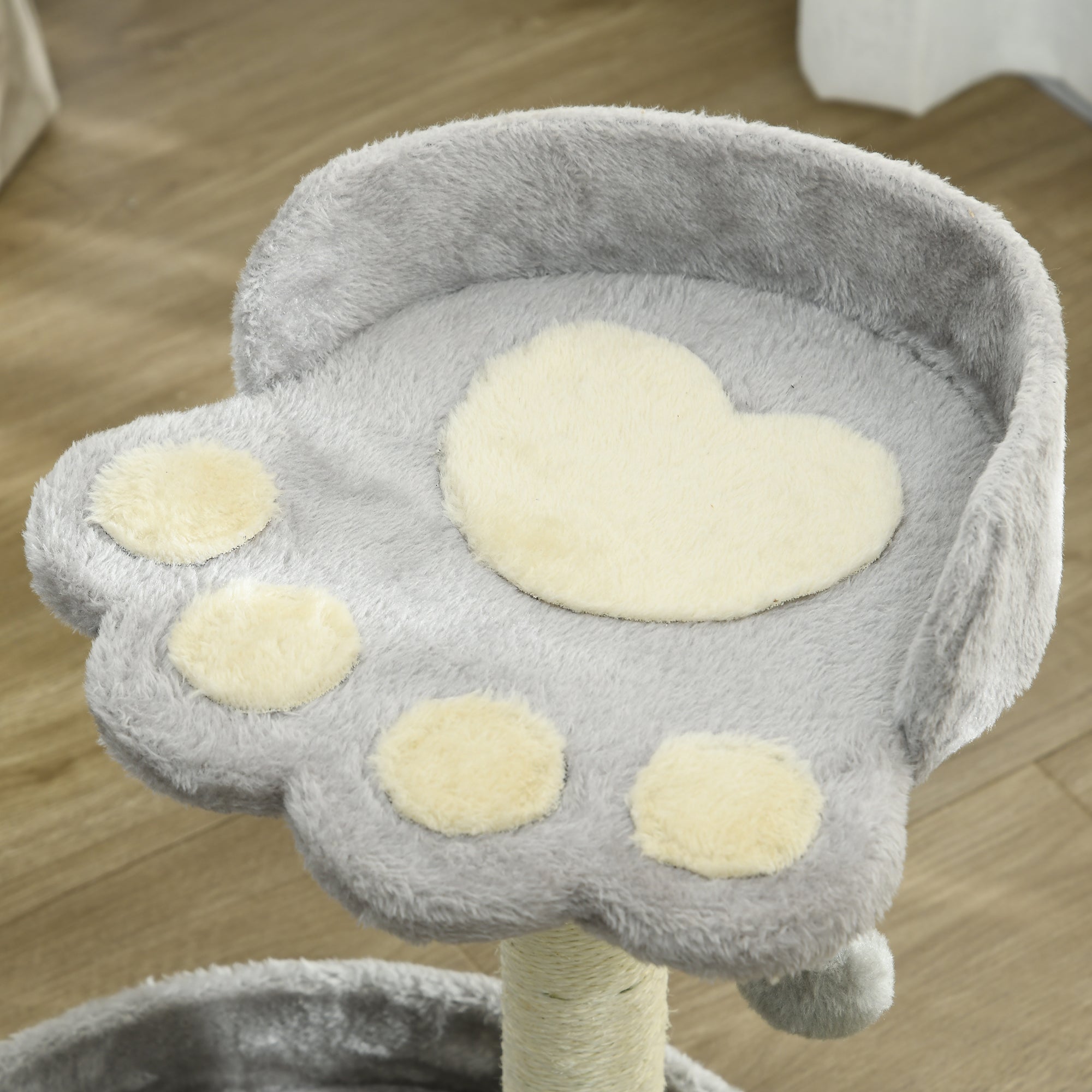 PawHut 44cm Cat Tower with Sisal Cat Scratching Post, Cat Claw Shape, Light Grey | Aosom UK