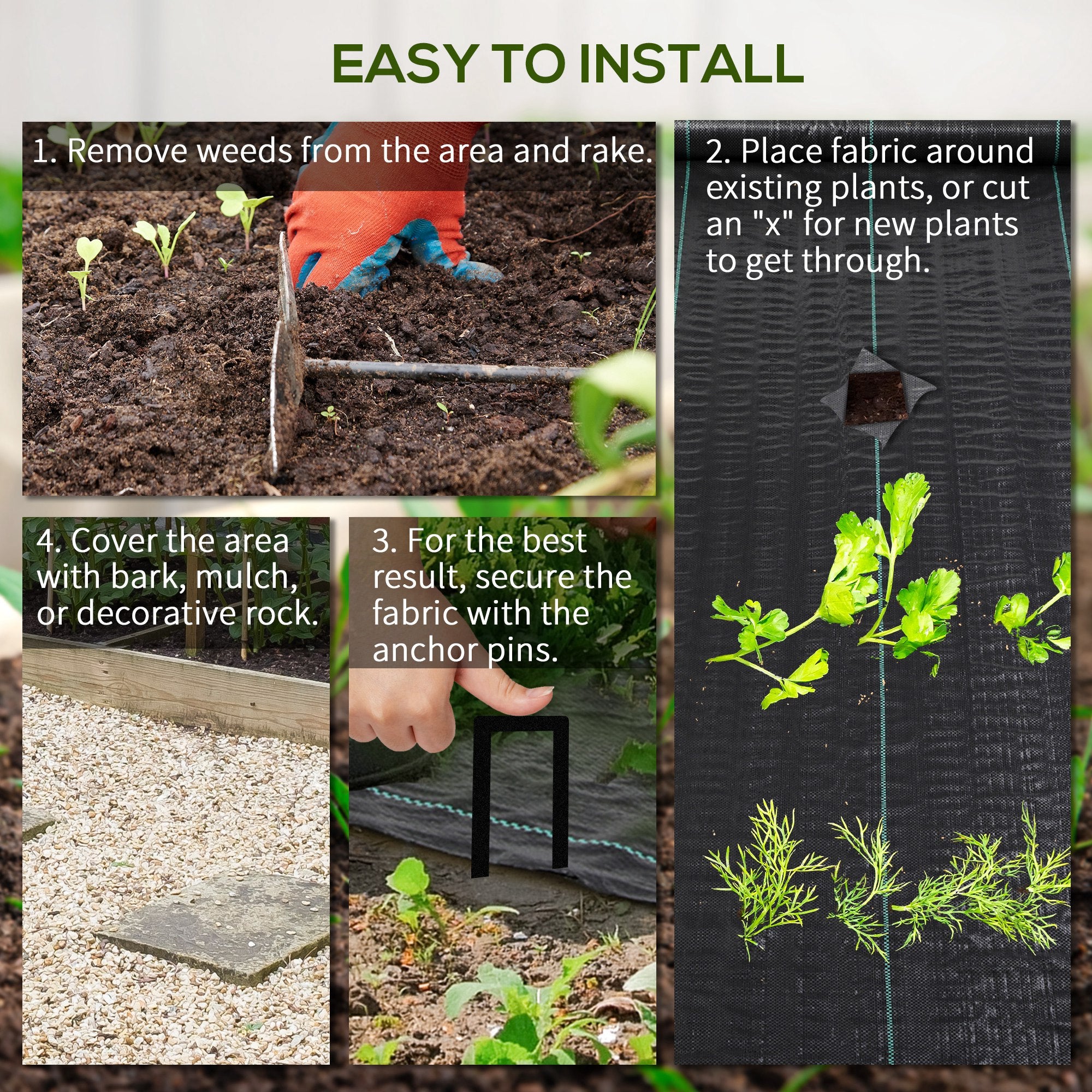 Kozy - 2m x 100m Heavy Duty Weed Control Membrane, Weed Membrane for Landscaping Driveway Gravel Artificial Grass Lawn Underlay, Black