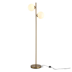 Kozy 2 Lights Tree Floor Lamp for Living Room with Globe Lampshade, Standing Lamp for Bedroom, Bulb not Included, Gold Tone