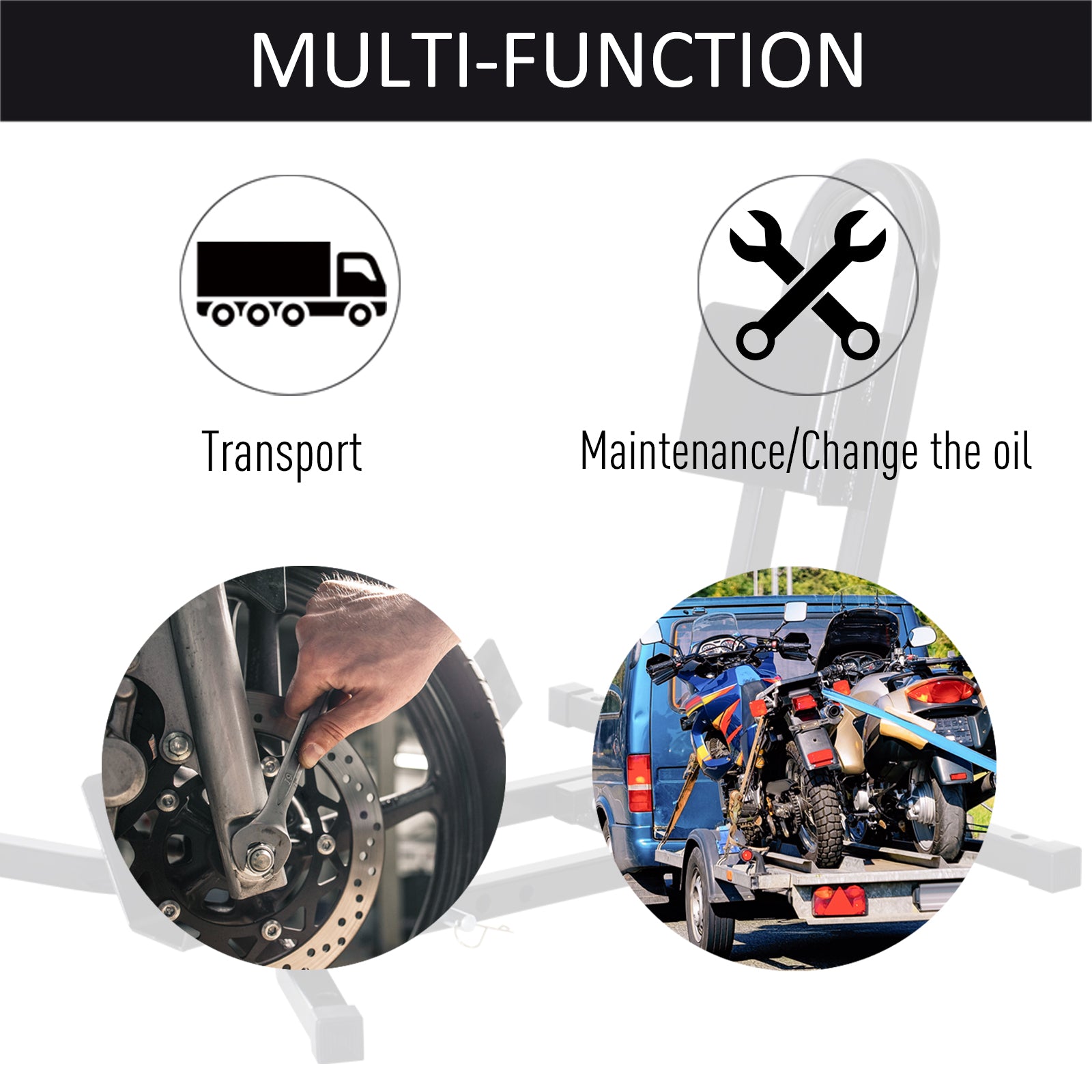 Kozy Metal Motorcycle Motorbike Wheel Chock Locking Stand System 17", 19", 21"/43, 48, 51 cm Front Wheels Steel Adjustable Fixing Tyre Holder Support