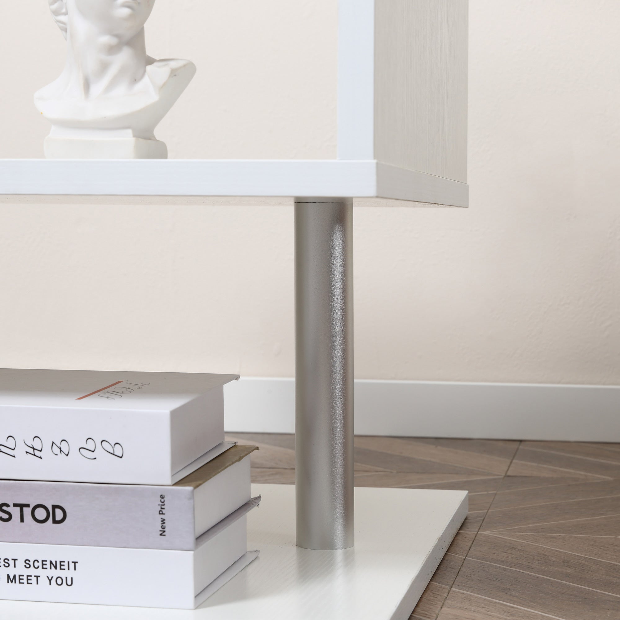 Kozy Wooden S Shape Cube Coffee Table 2 Tier Storage Shelves Organizer Office Bookcase Living Room End Desk Stand Display (White)