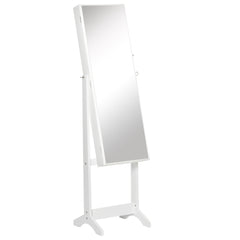Kozy Full Length Mirror with Storage, Jewellery Cabinet with Mirror, Adjustable Angle and Stand, Lockable Jewellery Organiser for Bedroom Dressing Room, Grey