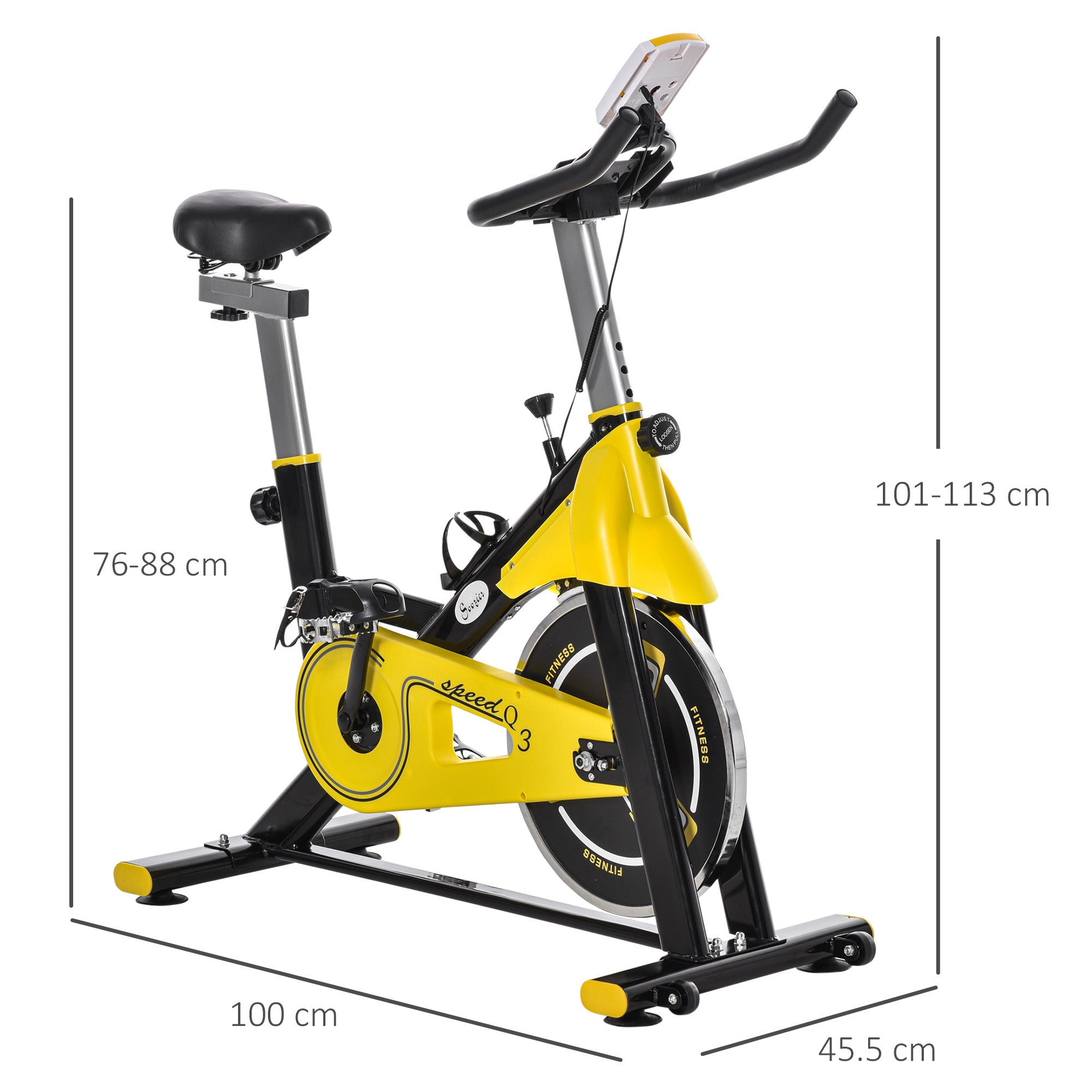 Kozy Exercise Bike, with 6kg Flywheel Belt Drive, Adjustable Resistance, LCD Display - Yellow