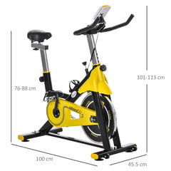Kozy Exercise Bike, with 6kg Flywheel Belt Drive, Adjustable Resistance, LCD Display - Yellow