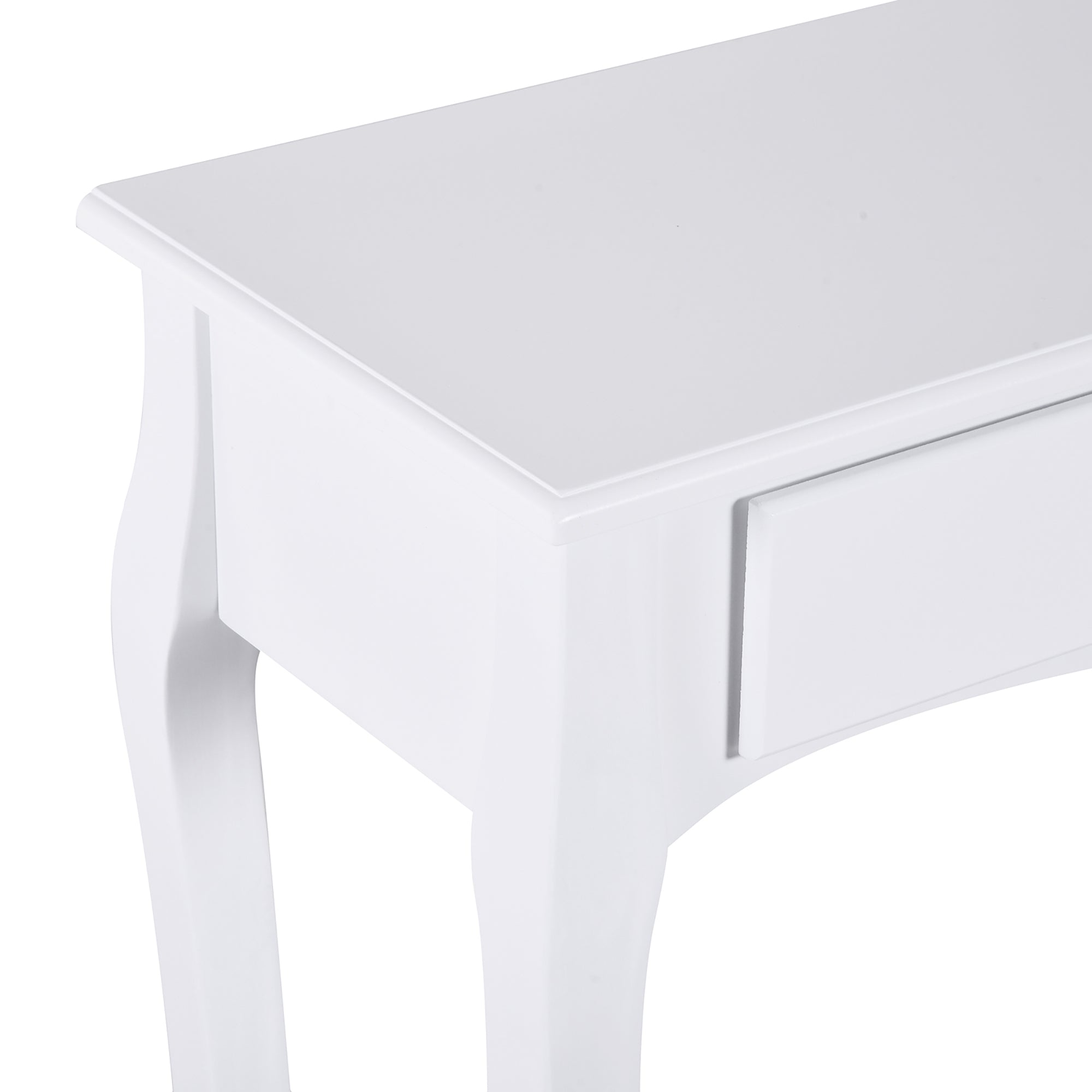 HOMCOM Modern Console Table, Sofa Side Desk with Storage Shelves & Drawers, for Living Room Entryway, Ivory White