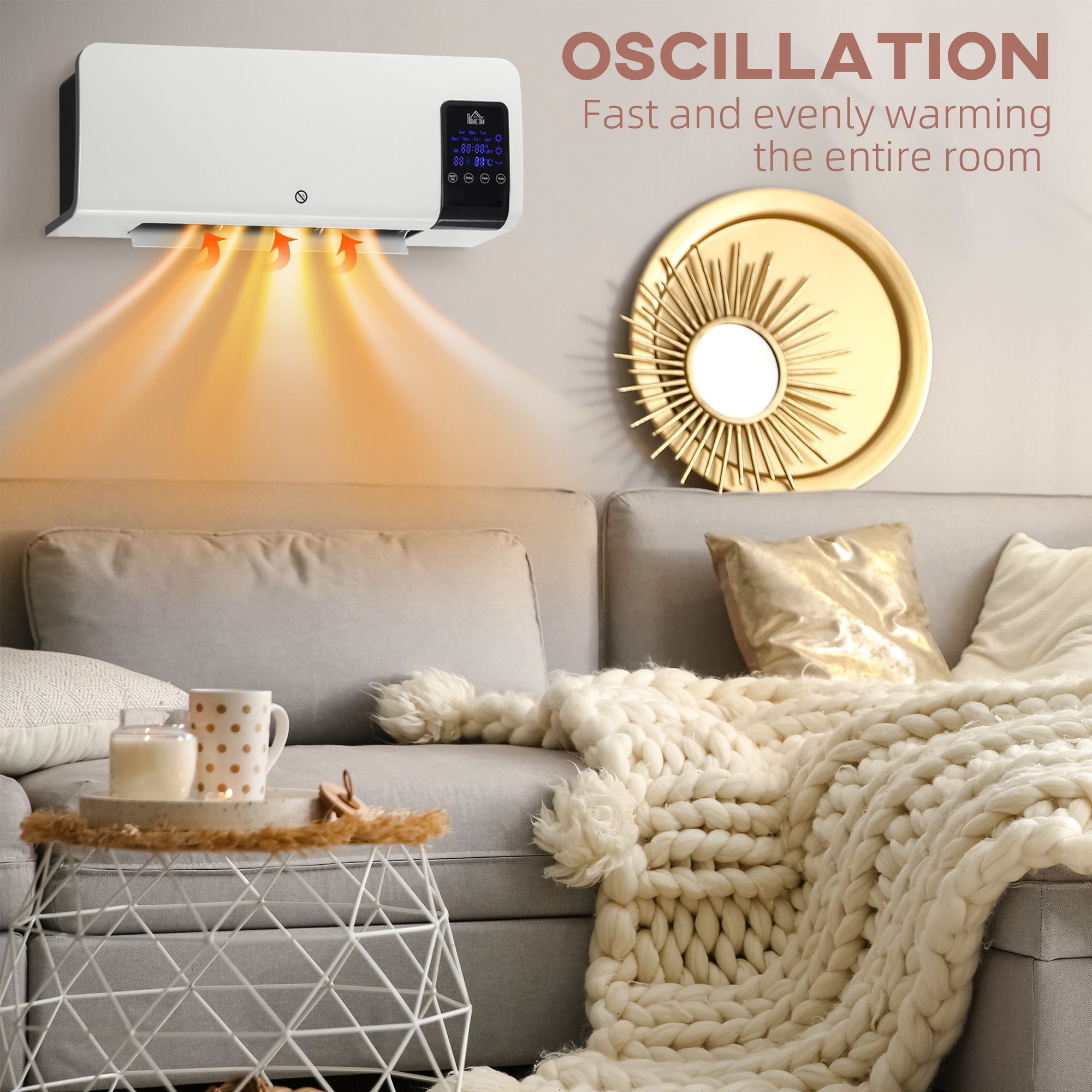 Kozy - 2000W Wall-Mounted Heater, 18-45°C Temperature, White