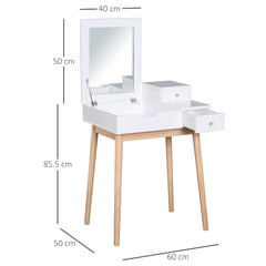 HOMCOM MDF,Pine Dressing Table Desk Flip