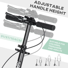 Kozy One-click Folding Kick Scooter for 14+ w/ Adjustable Handlebar, Push Scooter with Kickstand, Dual Brake System, Shock Absorber, 200mm Wheels & ABEC-9 Bearings