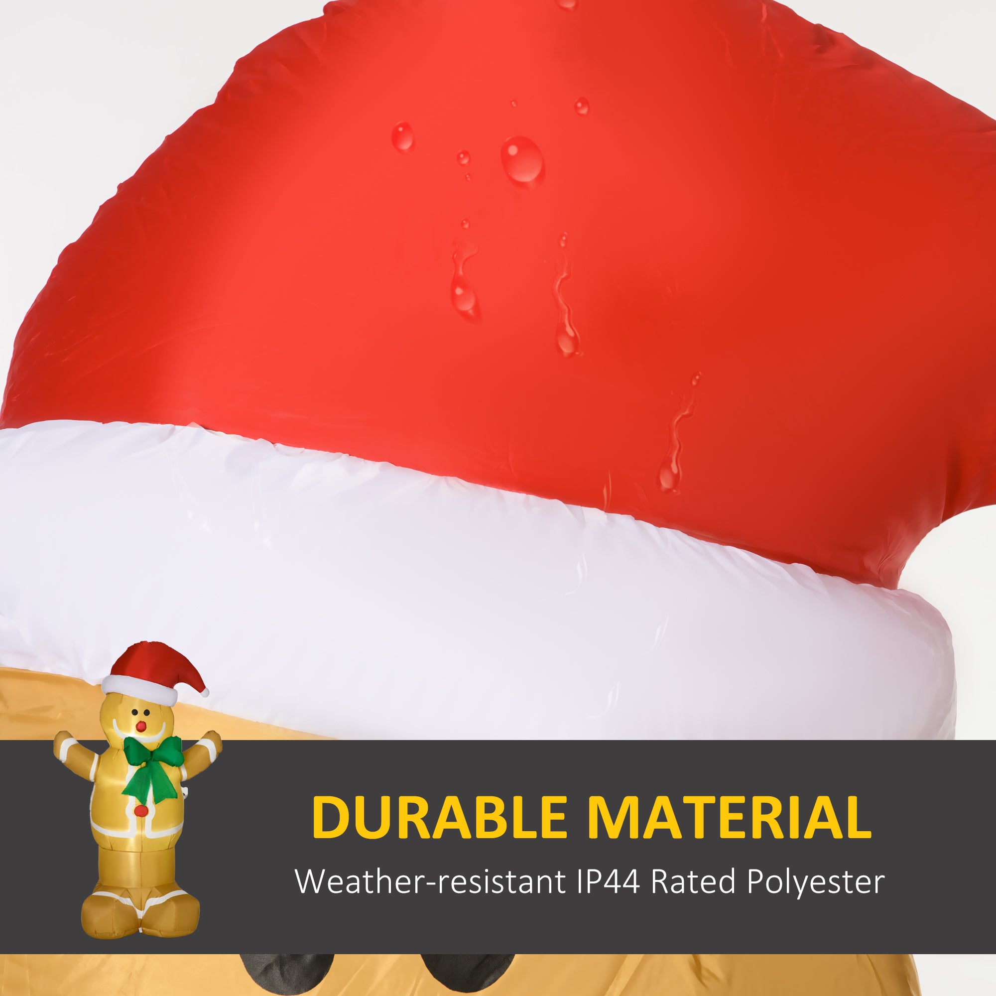 Kozy 6ft Christmas Inflatable Gingerbread Man & Santa Hat Safe Outdoor Decoration w/ Accessories