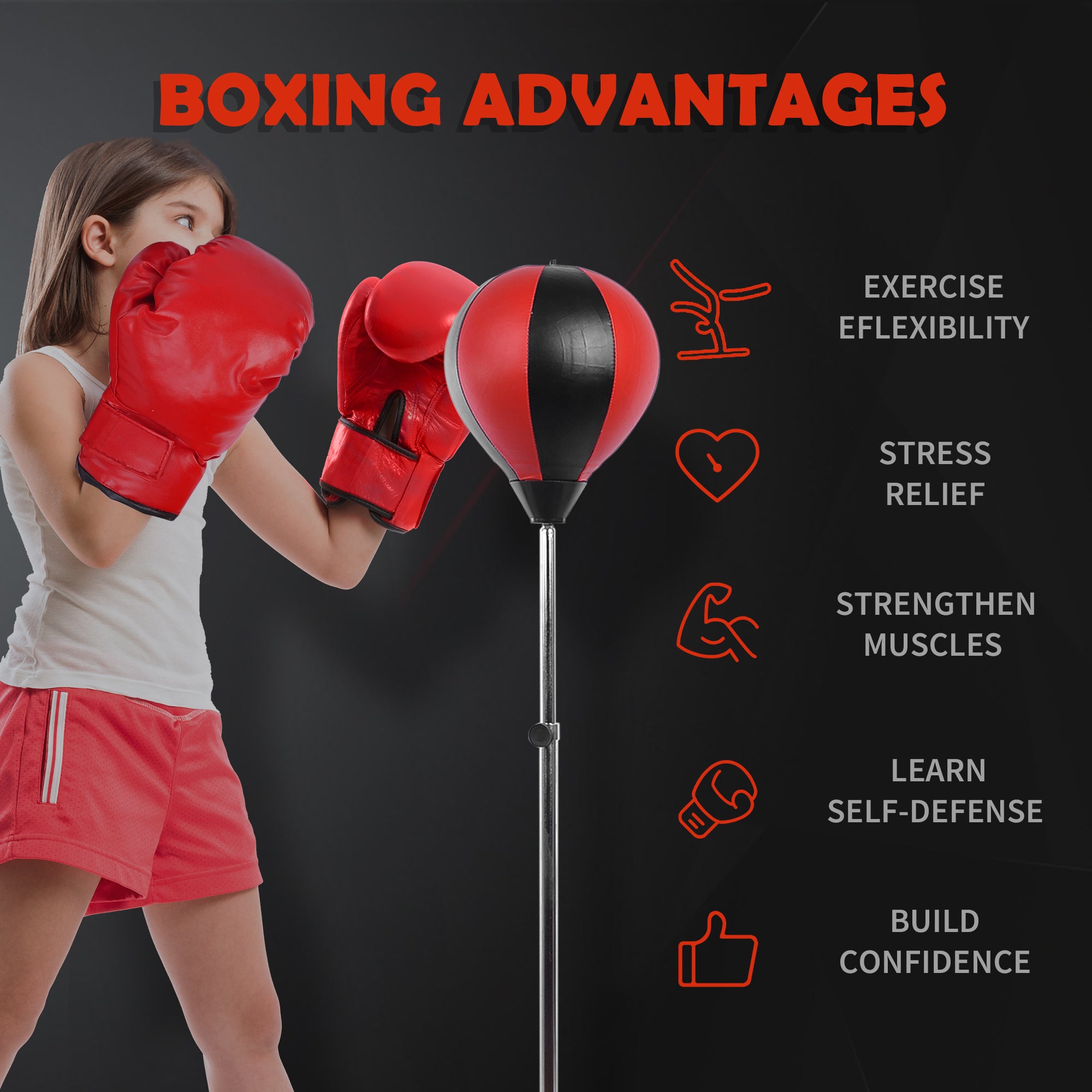 Kozy Punching Bag with Stand, 126-144 cm Height Adjustable Boxing Set Free Standing Speed Bag with Gloves and Air Pump for Teenagers Home Gym Workout