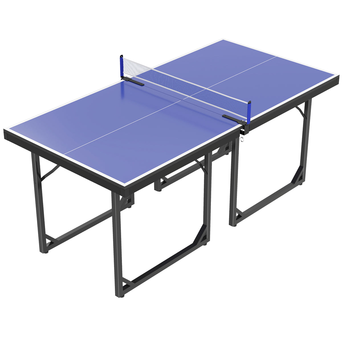 Kozy 6ft Table Tennis Table, Ping Pong Table with Net, Foldable and Portable Ping Pong Set for Indoor Outdoor Use, Easy Assemble, Midsize, Blue