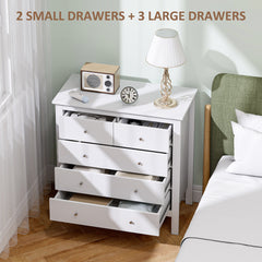 Kozy Modern Chest of Drawers, 5 Drawer Storage Cabinet with Metal Handles and Runners for Bedroom, White