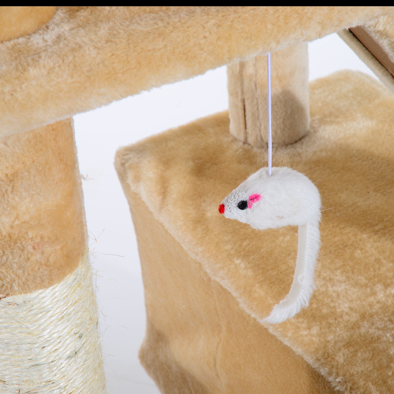 PawHut Deluxe Cat Tree, Kitten Scratching Post, Climbing Tower Activity Centre, Plush, Cream