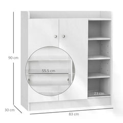 HOMCOM Large Shoe Storage Cabinet, Hallway Organiser with 2 Doors & 4 Adjustable Shelves, Sleek White