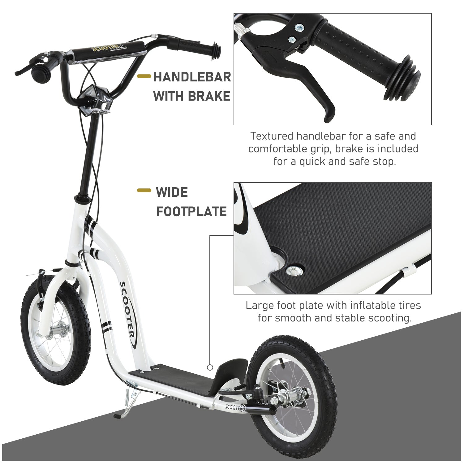Kozy Dual Brakes 12" Metal frame Kick Scooter adjustable black