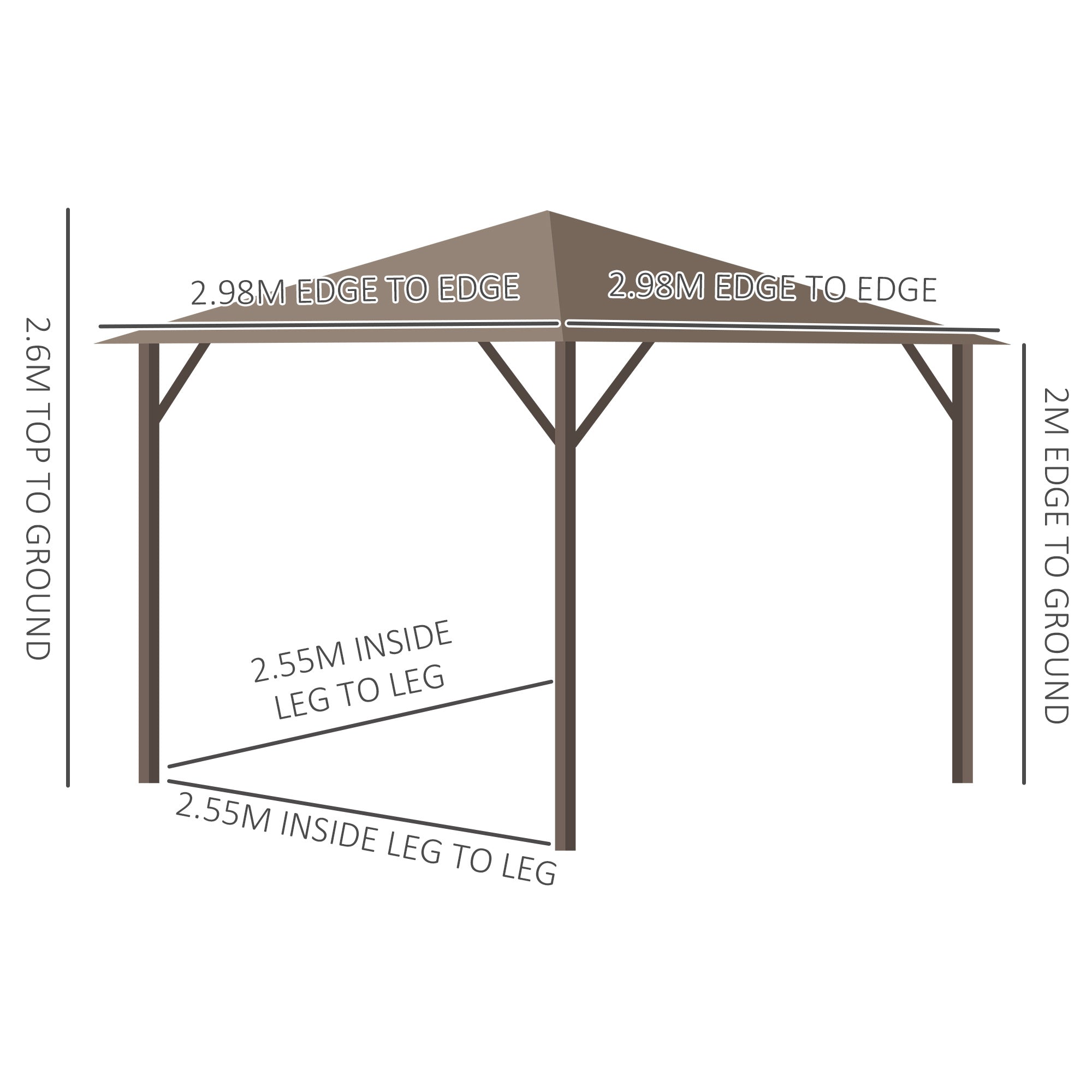 Outsunny Steel Hardtop Gazebo Patio Tent Outdoor Sun Shelter Aluminum w/ Curtain