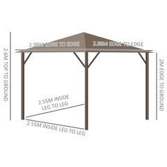 Outsunny Steel Hardtop Gazebo Patio Tent Outdoor Sun Shelter Aluminum w/ Curtain