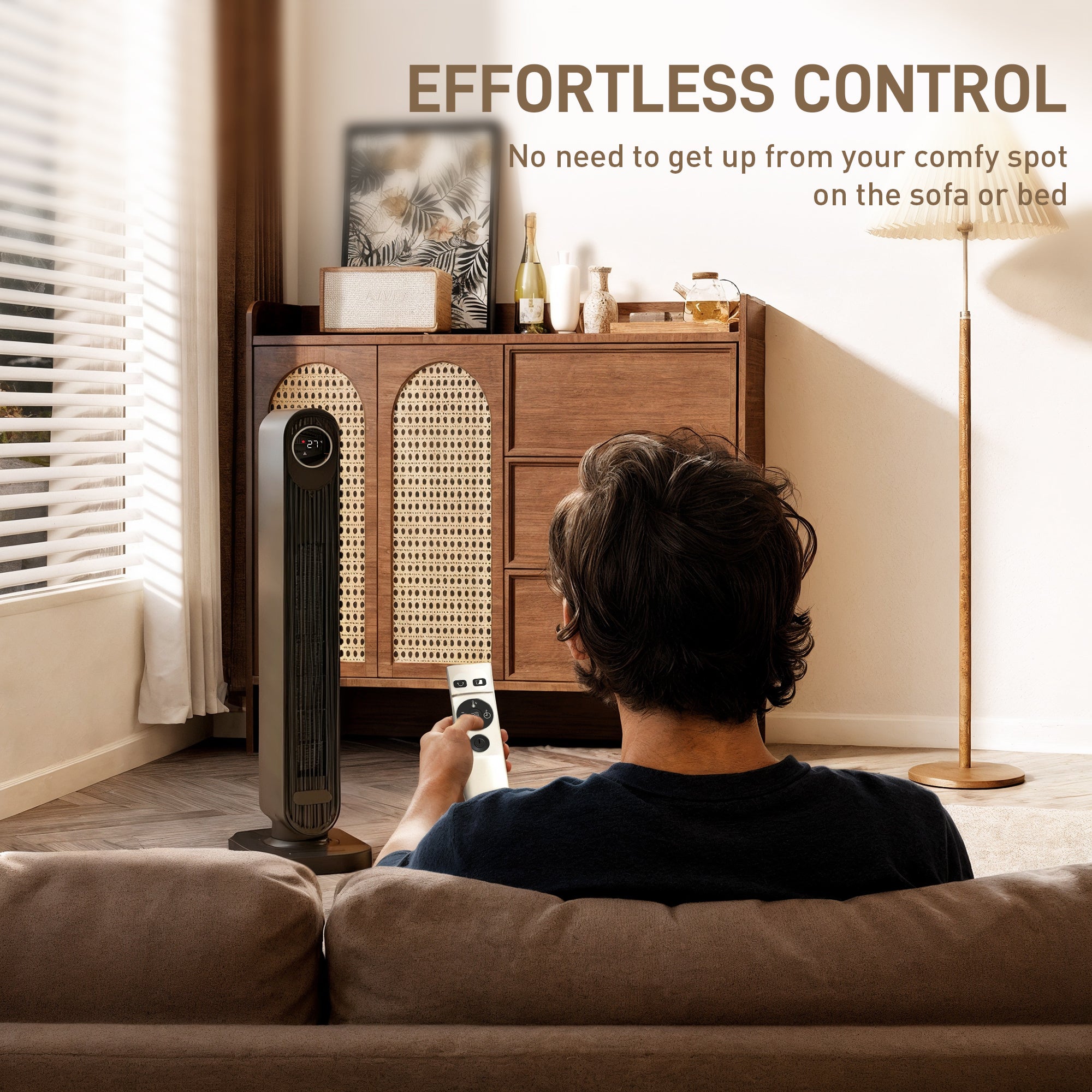 Kozy - 2000W Ceramic Electric Heater with Fan, Timer, Oscillation - Black