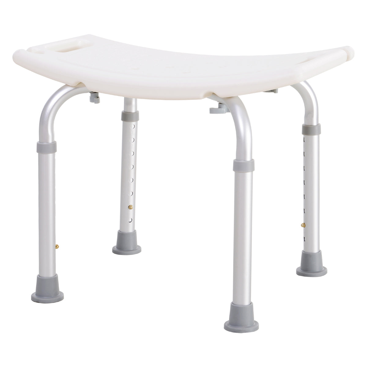 Kozy Height Adjustable Bath Stool, Aluminium Shower Stool with Non-Slip Pads for Elderly, Disabled, Seniors, Pregnant, White