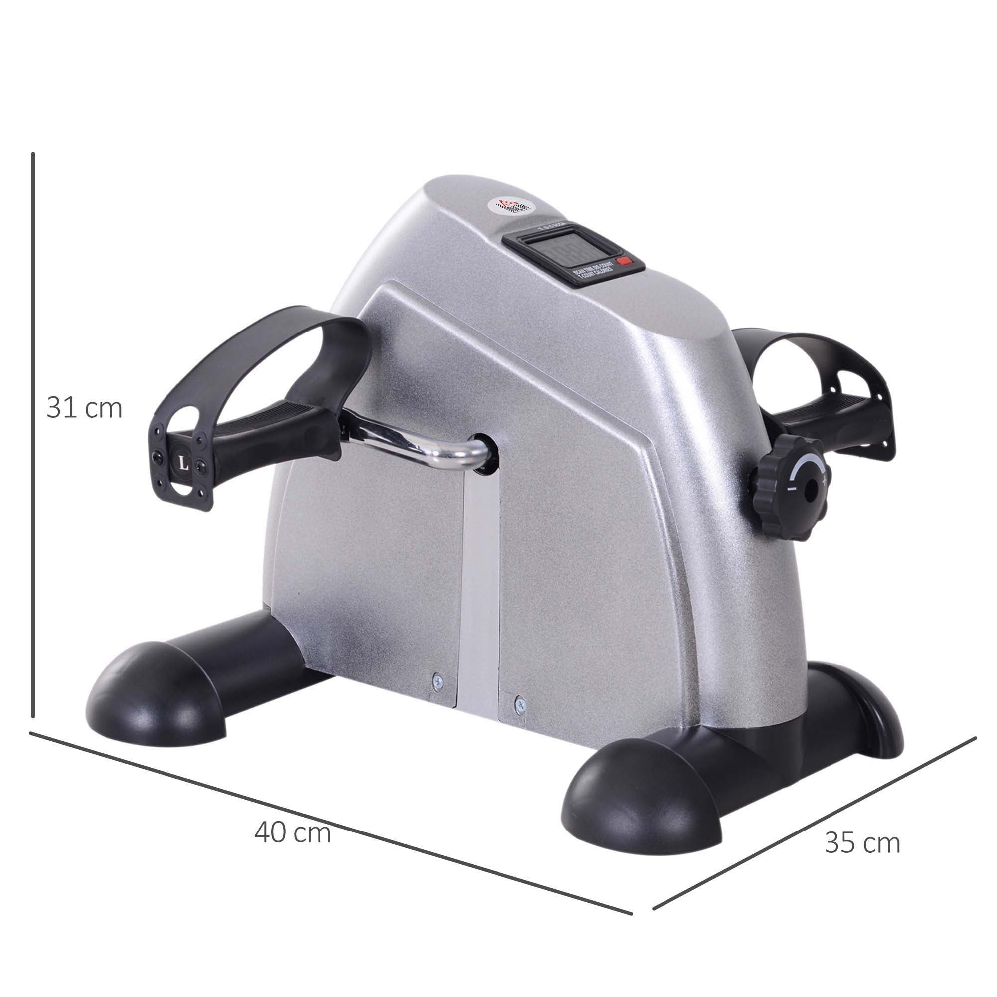 HOMCOM Mini Exercise Bike, Fitness Equipment with LCD Display, Compact Design, 9Wx40Dx31Hcm, Metallic Silver