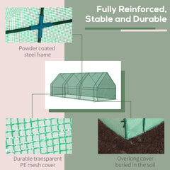 Outsunny 270 x 90 x 90 cm Steel Frame Poly Tunnel Steeple Greenhouse