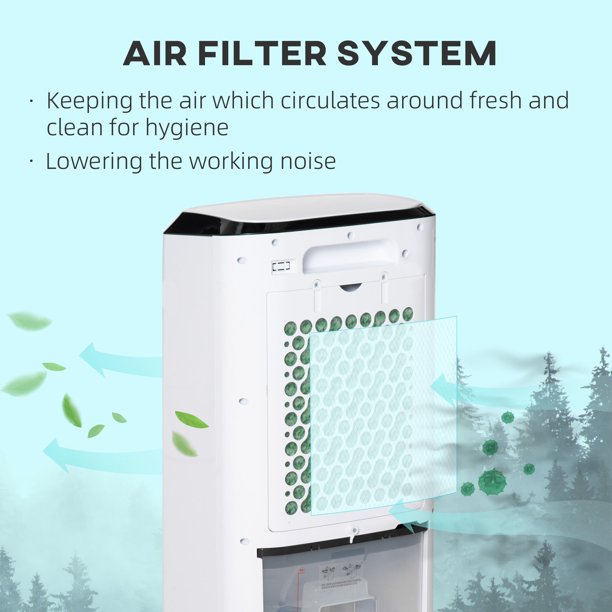 Kozy Portable Air Cooler, Evaporative Anion Ice Cooling Fan Water Conditioner Humidifier Unit with 10L Water Tank, 3 Modes, 3 Speed, Remote, Timer, Oscillating for Home Quiet Bedroom, White