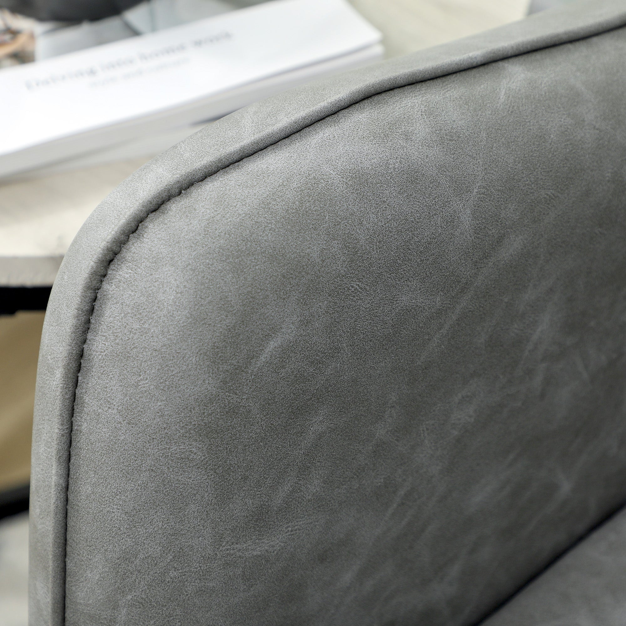 Kozy - Faux Leather Marble-Effect Two-Seater Sofa - Grey