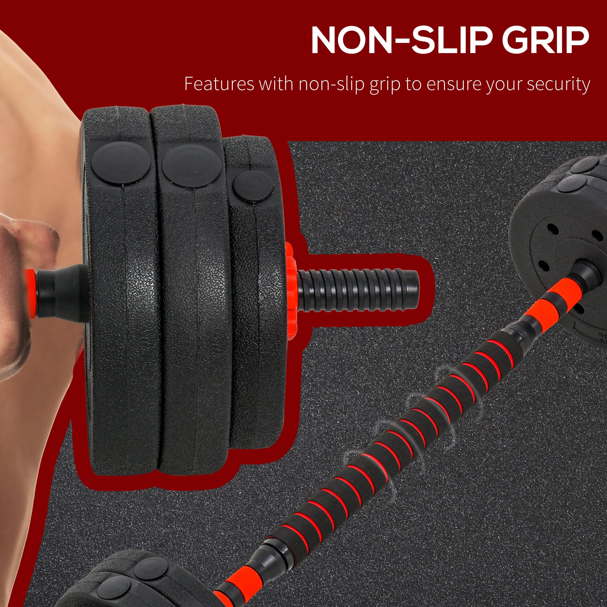 Kozy 25kg 2 IN 1 Adjustable Dumbbells Weight Set, Dumbbell Hand Weight Barbell for Body Fitness, Lifting Training for Home, Office, Gym, Black