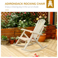 Outsunny Adirondack Chair Cedar Wood Ergonomic Rocking Chair Porch Rocker Garden Traditional