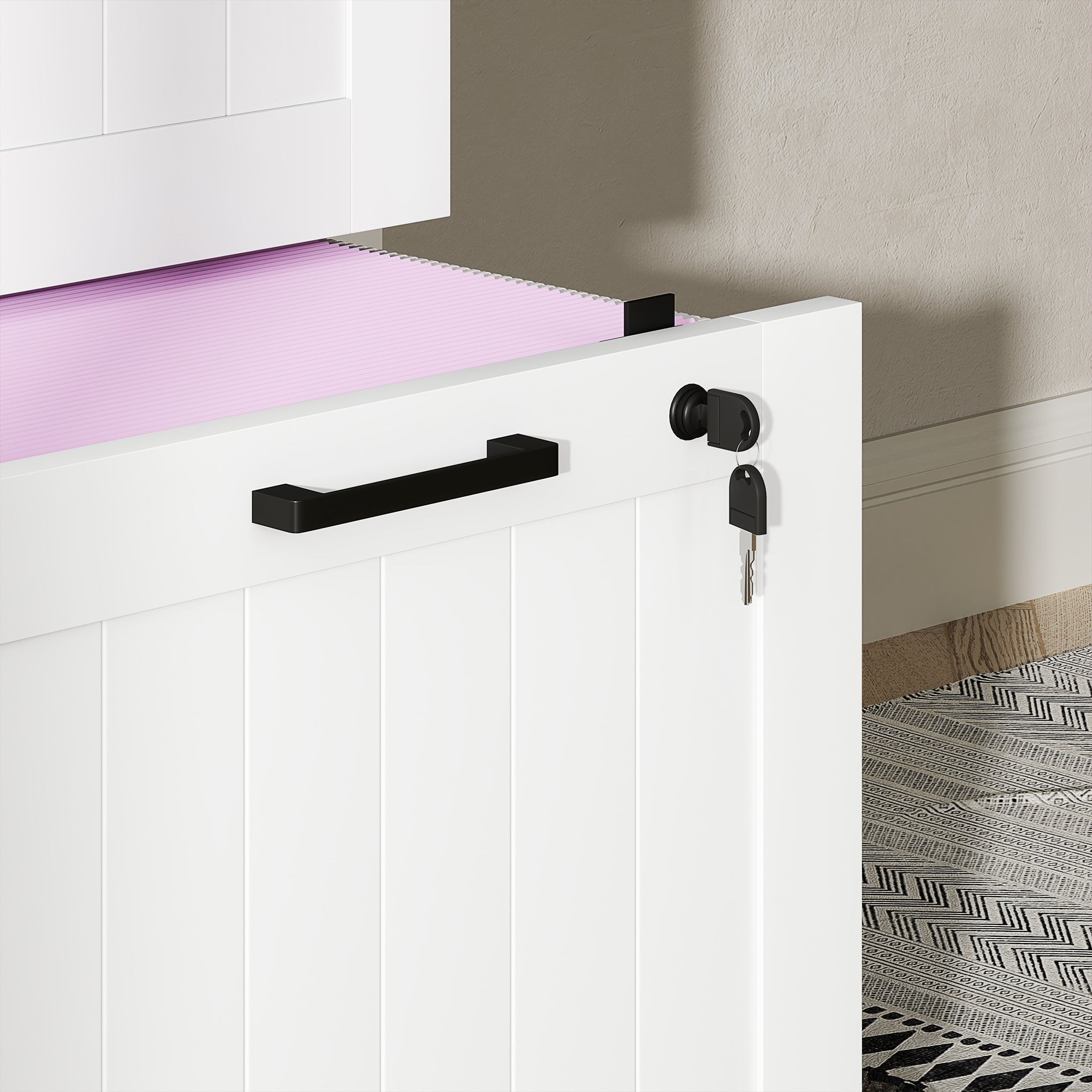 Kozy 3 Drawer Filing Cabinet with Lock, Office Storage Cabinet with Adjustable Hanging Bars for A4 Letter Size Files, White