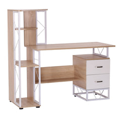 HOMCOM Office Table with Drawers & Shelves, Desk with Shelves, PC Workstation for Home Office, Study Furniture, Wooden | Aosom UK