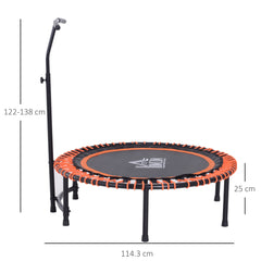 HOMCOM Round Mini Trampoline Exercise Bungee Rebounder Adjustable Handle Bar