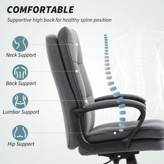 Kozy - Double Padded Linen-Look Office Chair - Charcoal Grey