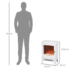 Kozy - Tempered Glass Casing Electric Fireplace, Freestanding Electric Fire with Realistic Flame Effect, Log Burner with Overheat Protection, 950w/ 1850W, White