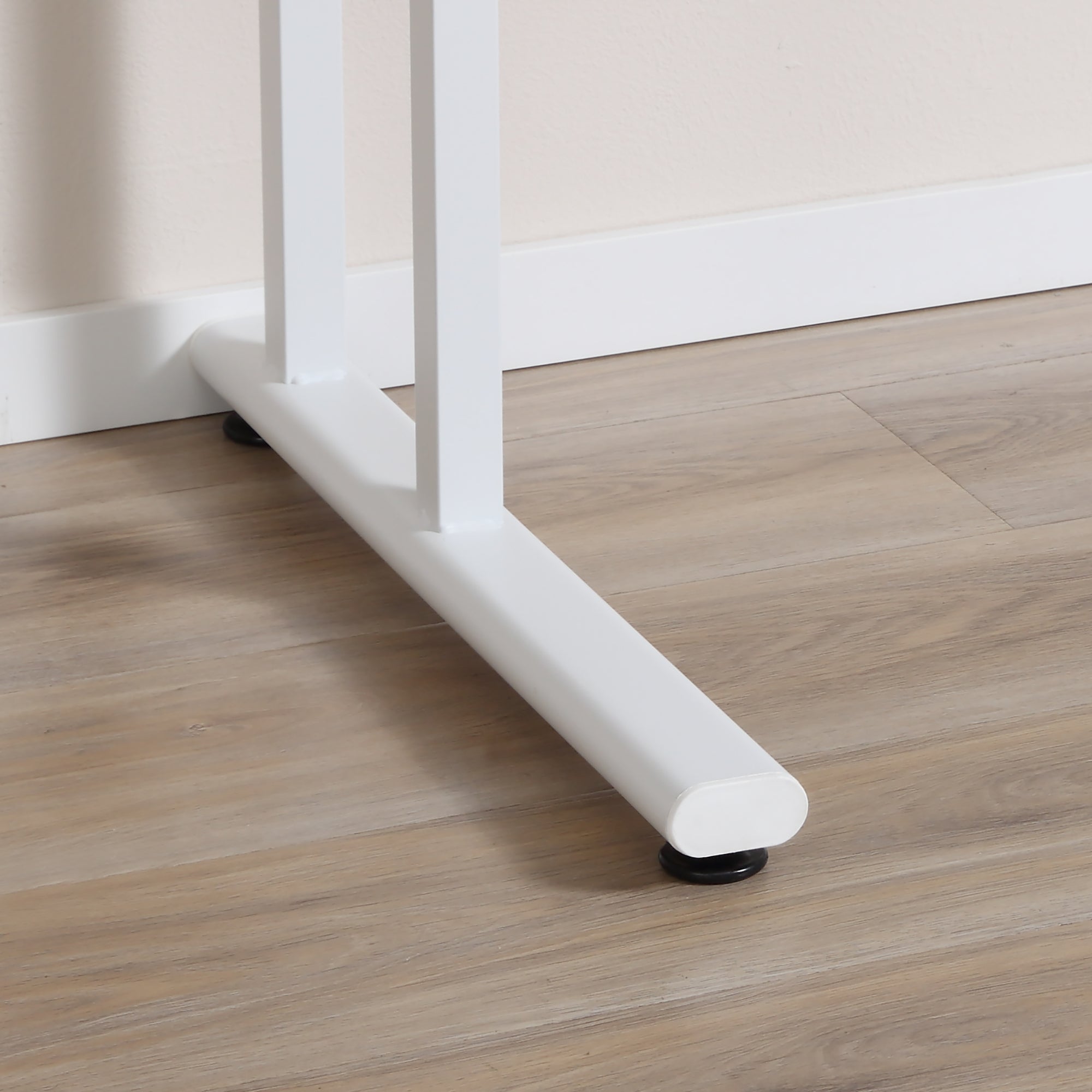 Kozy Computer Desk, Home Office Desk, Writing Table, 120x60x75cm Laptop Workstation with 2 Cable Management Holes, C Shaped Metal Legs for Adults, White