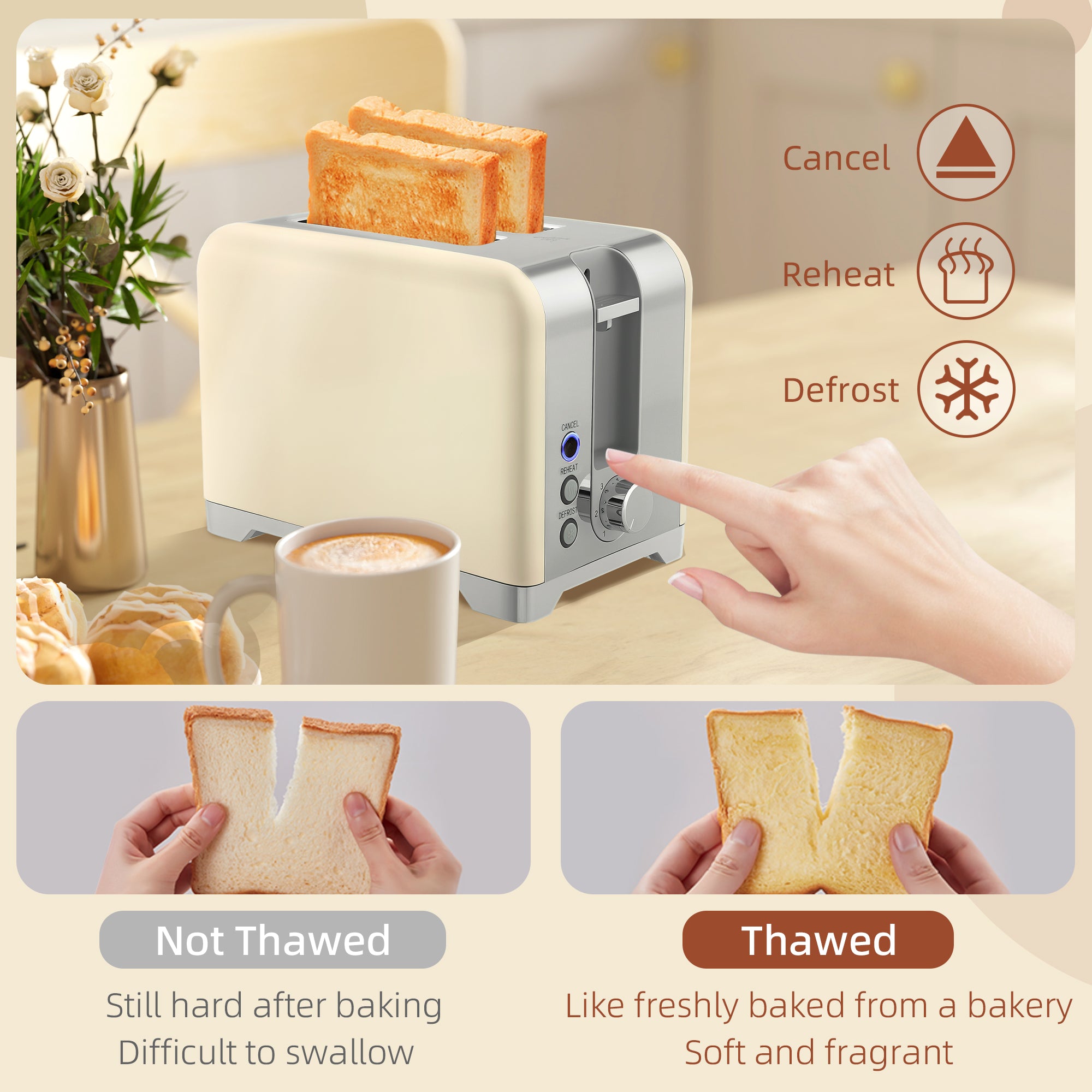 Kozy - Retro Toaster and Kettle Set - Cream