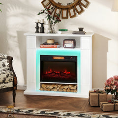 Kozy 6142 BTU Fireplace and LED Mantel, 17-27°C - White