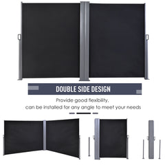 Outsunny Steel Frame Retractable Double Side Awning Grey