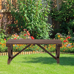 Outsunny Garden Rustic Wooden Bench Wheel