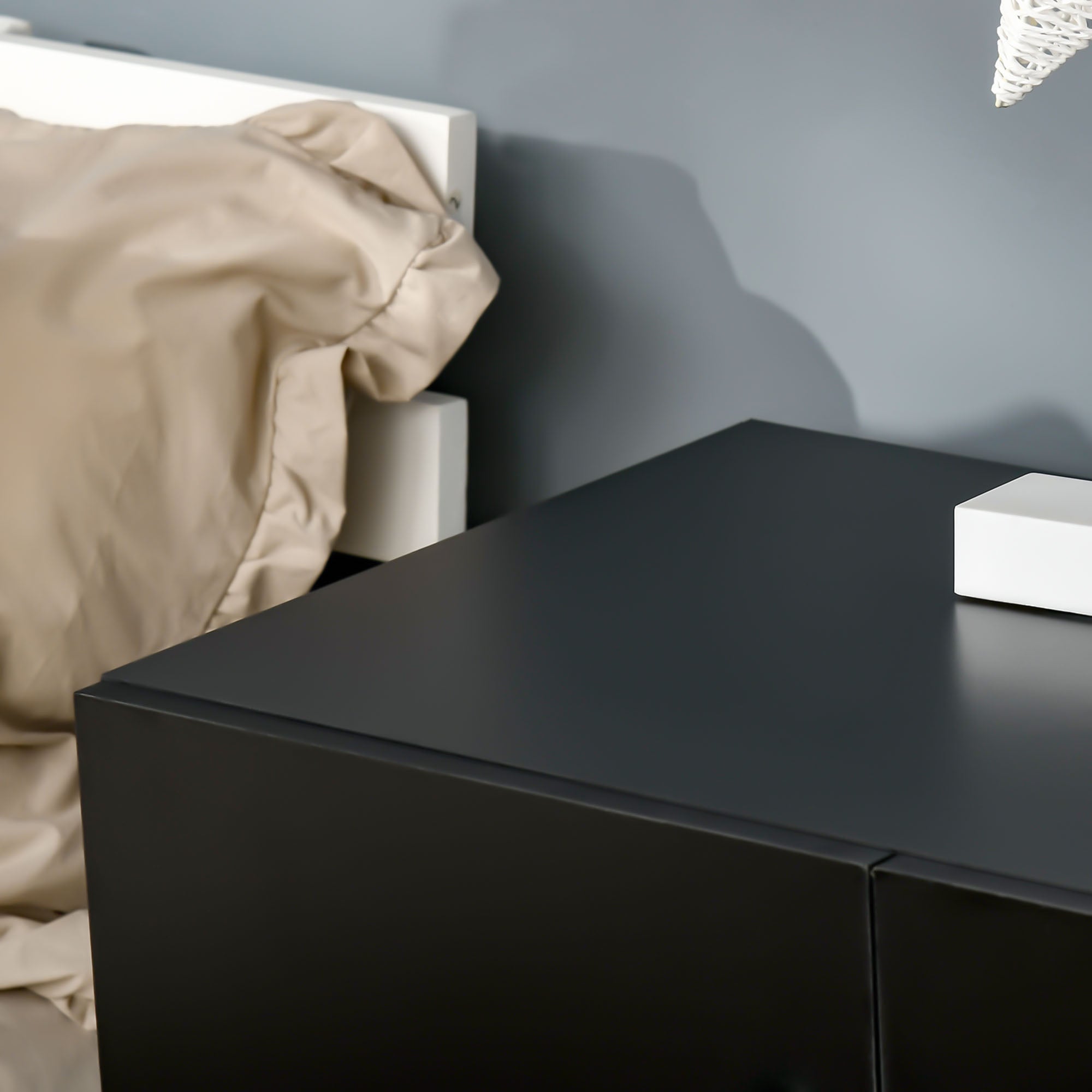 Kozy Storage Cabinet w/ Two Shelves Wooden Sideboard Freestanding Kitchen Cupboard Bookcase - Black